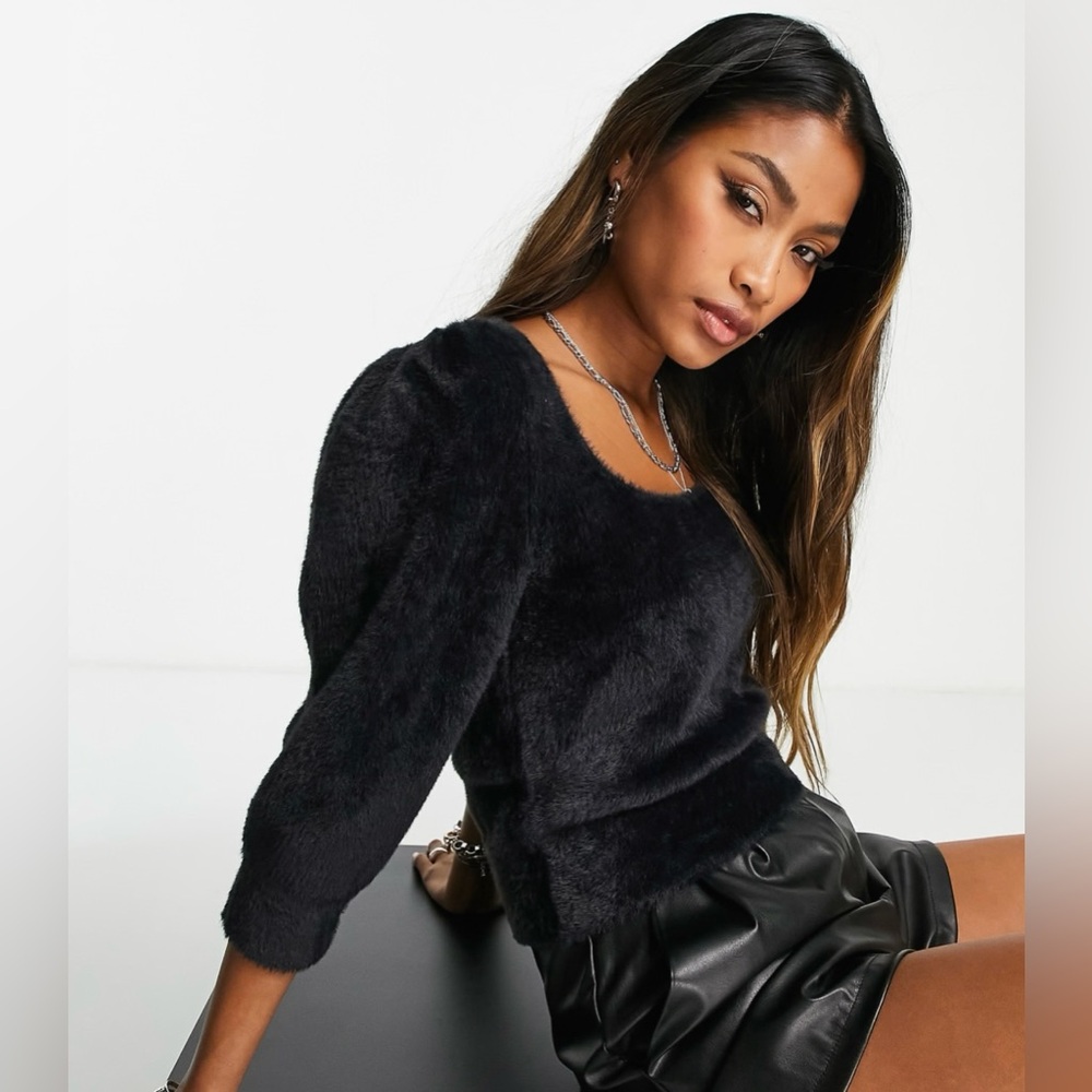 Free People Moon Bean Fluffy Cropped Sweater